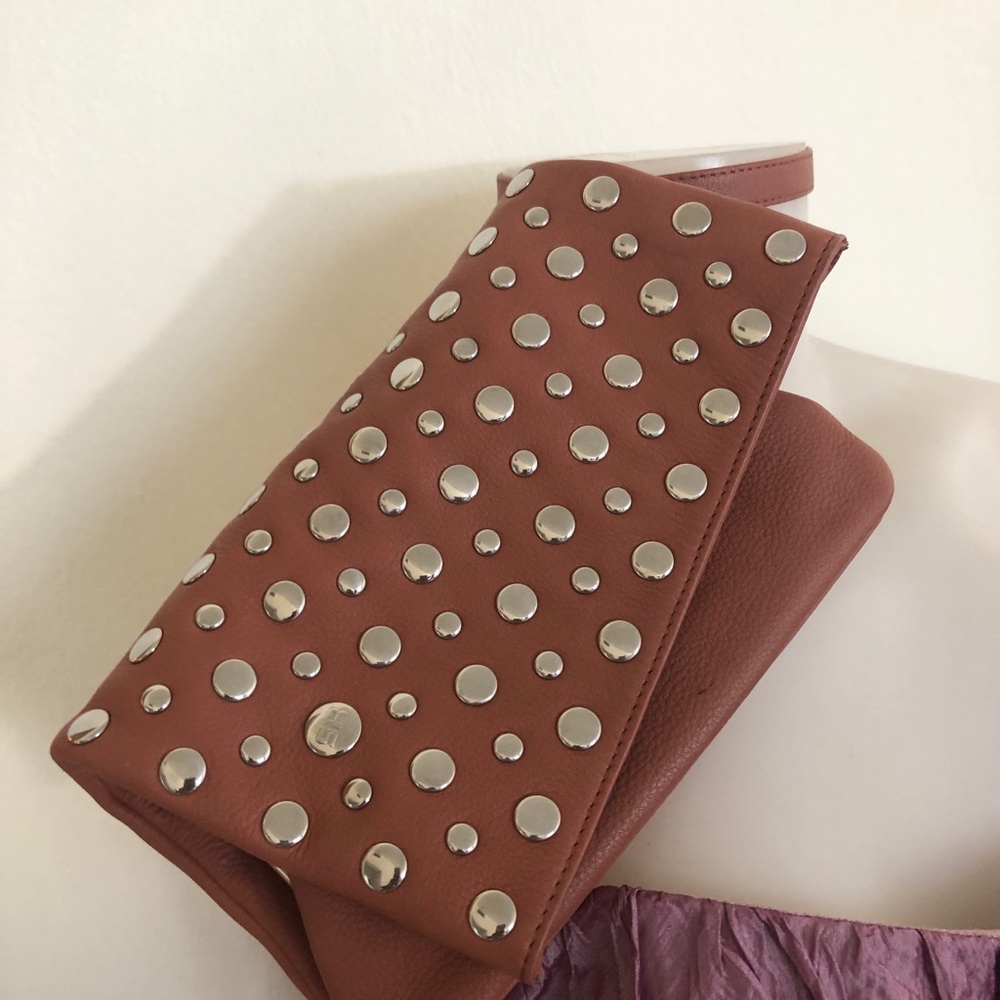Designer clutch leather pink Sonia Rykiel